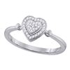0.10 CTW Diamond Heart Ring 10KT White Gold - REF-12F8N