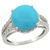Natural 5.34 ctw Turquoise & Diamond Engagement Ring 14K White Gold - REF-60X2A