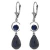 Genuine 18.6 ctw Sapphire Earrings Jewelry 14KT White Gold - REF-49A2K