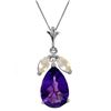 Genuine 6.5 ctw Amethyst & White Topaz Necklace Jewelry 14KT White Gold - REF-38X2M
