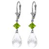 Genuine 11 ctw White Topaz & Peridot Earrings Jewelry 14KT White Gold - REF-39R3P