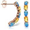 Genuine 2.5 ctw Blue Topaz & Citrine Earrings Jewelry 14KT Rose Gold - REF-37A4K