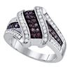Image 1 : 0.55 CTW Brown Color Diamond Crossover Ring 10KT White Gold - REF-49W5K