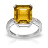 Genuine 5.62 ctw Citrine & Diamond Ring Jewelry 14KT White Gold - REF-82V9W