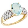 Natural 2.45 ctw aquamarine & Diamond Engagement Ring 14K Yellow Gold - REF-68G4M