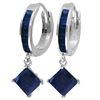 Genuine 4.2 ctw Sapphire Earrings Jewelry 14KT White Gold - REF-70R3P