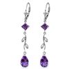 Genuine 3.97 ctw Amethyst & Diamond Earrings Jewelry 14KT White Gold - REF-44Z9N