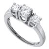 0.50 CTW Diamond 3-stone Bridal Engagement Ring 14KT White Gold - REF-49H5M