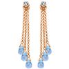 Genuine 10.53 ctw Blue Topaz & Diamond Earrings Jewelry 14KT Rose Gold - REF-34V7W