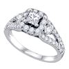 1.25 CTW Princess Diamond Solitaire Halo Bridal Engagement Ring 14KT White Gold - REF-165H2M