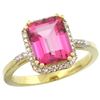 Natural 2.63 ctw Pink-topaz & Diamond Engagement Ring 10K Yellow Gold - REF-32Z7Y