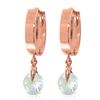 Genuine 1.30 ctw Aquamarine Earrings Jewelry 14KT Rose Gold - REF-29R2P