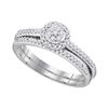 0.33 CTW Diamond Cluster Bridal Engagement Ring 10KT White Gold - REF-30W2K
