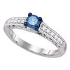 0.50 CTW Blue Color Diamond Milgrain Bridal Engagement Ring 10KT White Gold - REF-46Y4X