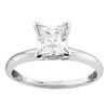 0.75 CTW Princess Diamond Solitaire Bridal Engagement Ring 14KT White Gold - REF-206K2W