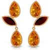 Genuine 13 ctw Citrine & Garnet Earrings Jewelry 14KT Rose Gold - REF-58H7X