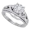 0.75 CTW Diamond Cluster Bridal Engagement Ring 14KT White Gold - REF-112K5W