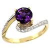 Natural 0.99 ctw amethyst & Diamond Engagement Ring 10K Yellow Gold - REF-42H2W