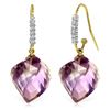 Genuine 21.68 ctw Amethyst & Diamond Earrings Jewelry 14KT Yellow Gold - REF-61W3Y