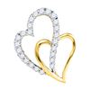 0.37 CTW Diamond Double Heart Pendant 10KT Yellow Gold - REF-34X4Y