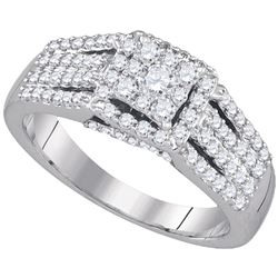 0.78 CTW Diamond Square Cluster Ring 10KT White Gold - REF-59X9Y