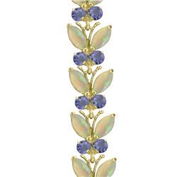 Genuine 10.50 ctw Opal & Tanzanite Bracelet Jewelry 14KT White Gold - REF-211V3W