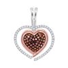 Image 1 : 0.25 CTW Red Color Diamond Heart Love Pendant 10KT Two-tone Gold - REF-22H4M