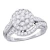 Image 1 : 1 CTW Diamond Cluster Bridal Engagement Ring 14KT White Gold - REF-104W9K