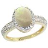 Image 1 : Natural 1.21 ctw Opal & Diamond Engagement Ring 10K Yellow Gold - REF-31N5G