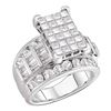 Image 1 : 3 CTW Princess Diamond Cluster Bridal Engagement Ring 10KT White Gold - REF-240Y2X