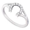 Image 1 : 0.10 CTW Diamond Lucky Horseshoe Split-shank Ring 10KT White Gold - REF-12F8N
