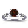 Genuine 1.07 ctw Garnet & Diamond Ring Jewelry 14KT White Gold - REF-27T8A