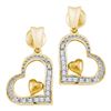 0.09 CTW Diamond Heart Love Dangle Screwback Stud Earrings 10KT Yellow Gold - REF-12H2M
