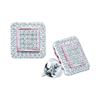 0.31 CTW Diamond Cluster Square Rose-tone Stud Earrings 10KT White Gold - REF-26W9K