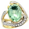 Natural 6.22 ctw green-amethyst & Diamond Engagement Ring 14K Yellow Gold - REF-134Z9Y