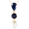 Genuine 5.05 ctw Sapphire & Pearl Necklace Jewelry 14KT Yellow Gold - REF-35W2Y