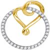 0.34 CTW Diamond Heart Love Circle 2-tone Pendant 10KT Yellow Gold - REF-22K4W