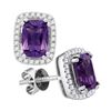 1.87 CTW Oval Natural Amethyst Diamond Stud Earrings 14KT White Gold - REF-64X4Y