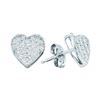 0.20 CTW Diamond Concave Heart Screwback Earrings 10KT White Gold - REF-19N4F