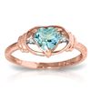 Genuine 0.96 ctw Blue Topaz & Diamond Ring Jewelry 14KT Rose Gold - REF-40X3M