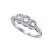0.50 CTW Diamond 3-stone Bridal Engagement Ring 14KT White Gold - REF-49K5W