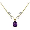 Genuine 1.52 ctw Amethyst & Diamond Necklace Jewelry 14KT Yellow Gold - REF-30H7X