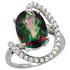 Natural 5.89 ctw Mystic-topaz & Diamond Engagement Ring 14K White Gold - REF-91Z4Y