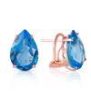Genuine 10 ctw Blue Topaz Earrings Jewelry 14KT Rose Gold - REF-50P7H