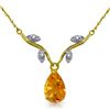 Genuine 1.52 ctw Citrine & Diamond Necklace Jewelry 14KT White Gold - REF-30A7K