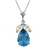 Genuine 6.5 ctw Blue Topaz & White Topaz Necklace Jewelry 14KT White Gold - REF-38Y2F