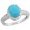 Natural 1.91 ctw Turquoise & Diamond Engagement Ring 14K White Gold - REF-43V5F