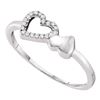 Image 1 : 0.05 CTW Diamond Double Heart Ring 10KT White Gold - REF-6Y6X