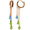 Genuine 4.8 ctw Multi-gemstones Earrings Jewelry 14KT Rose Gold - REF-64V4W