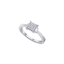 0.05 CTW Diamond Square Cluster Ring 10KT White Gold - REF-10N5F